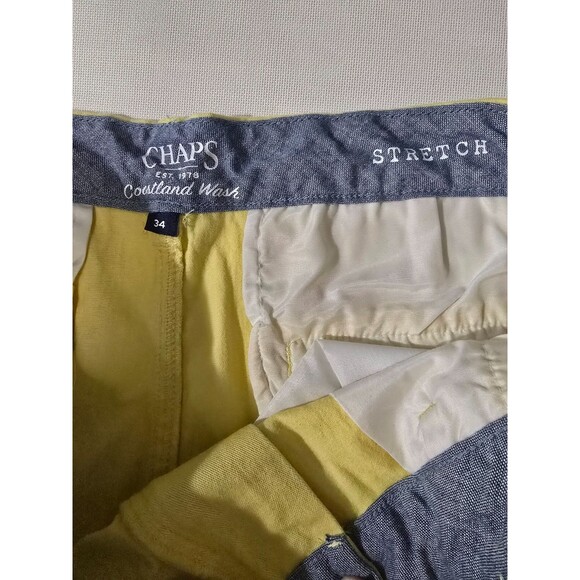Chaps Men's Yellow Flat Front Casual Shorts - Perfect for Summer, Size 34 - Picture 4 of 7